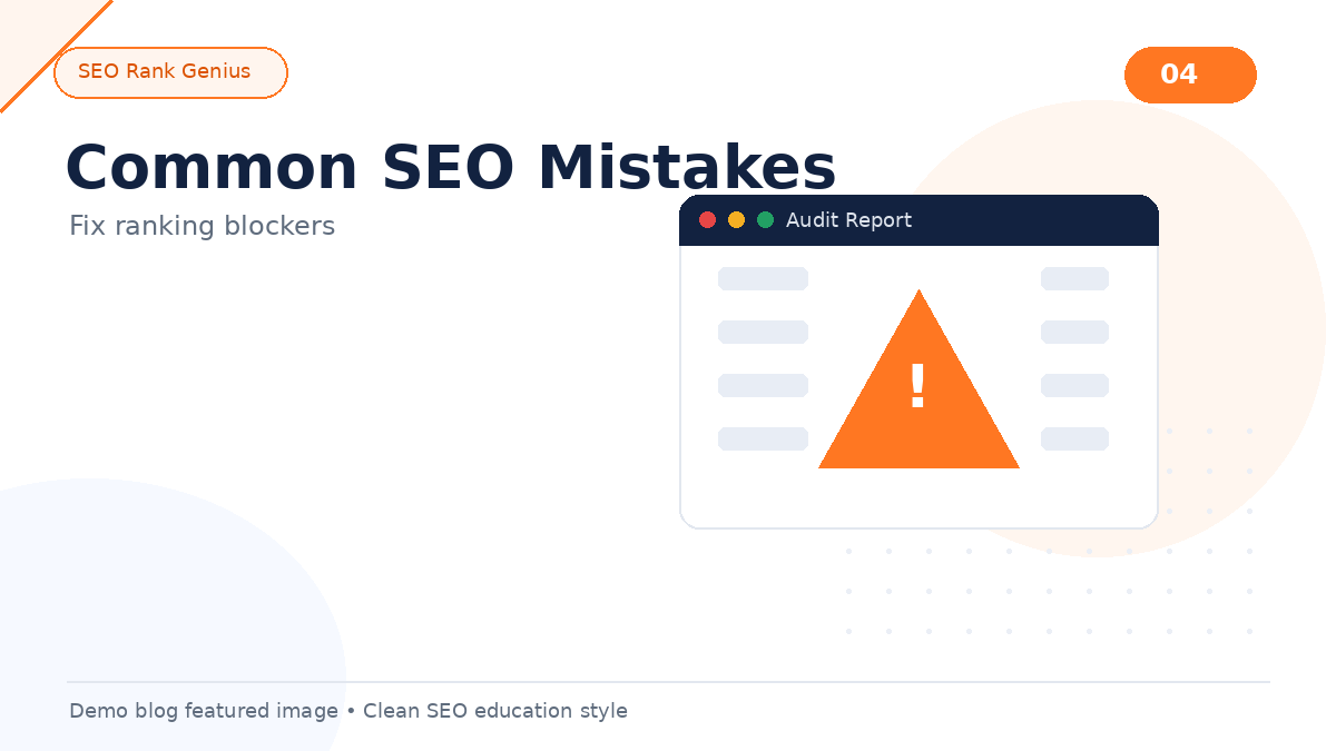 Checklist highlighting common SEO mistakes that block website rankings
