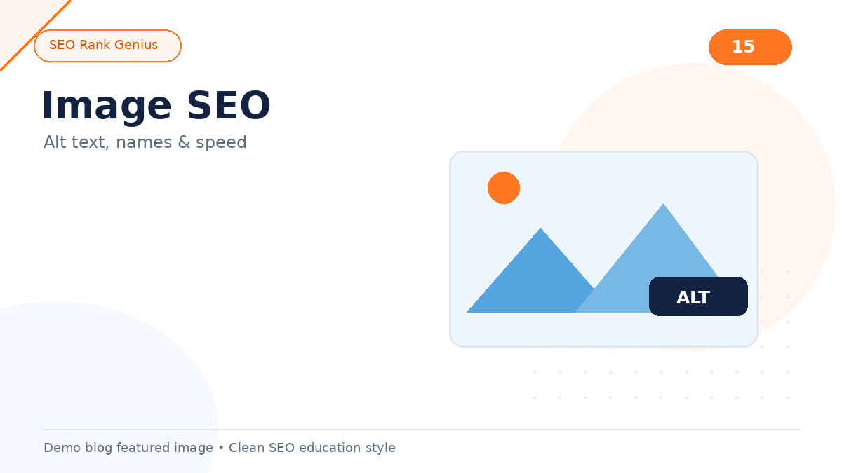 Image SEO checklist covering alt text file names compression and lazy loading