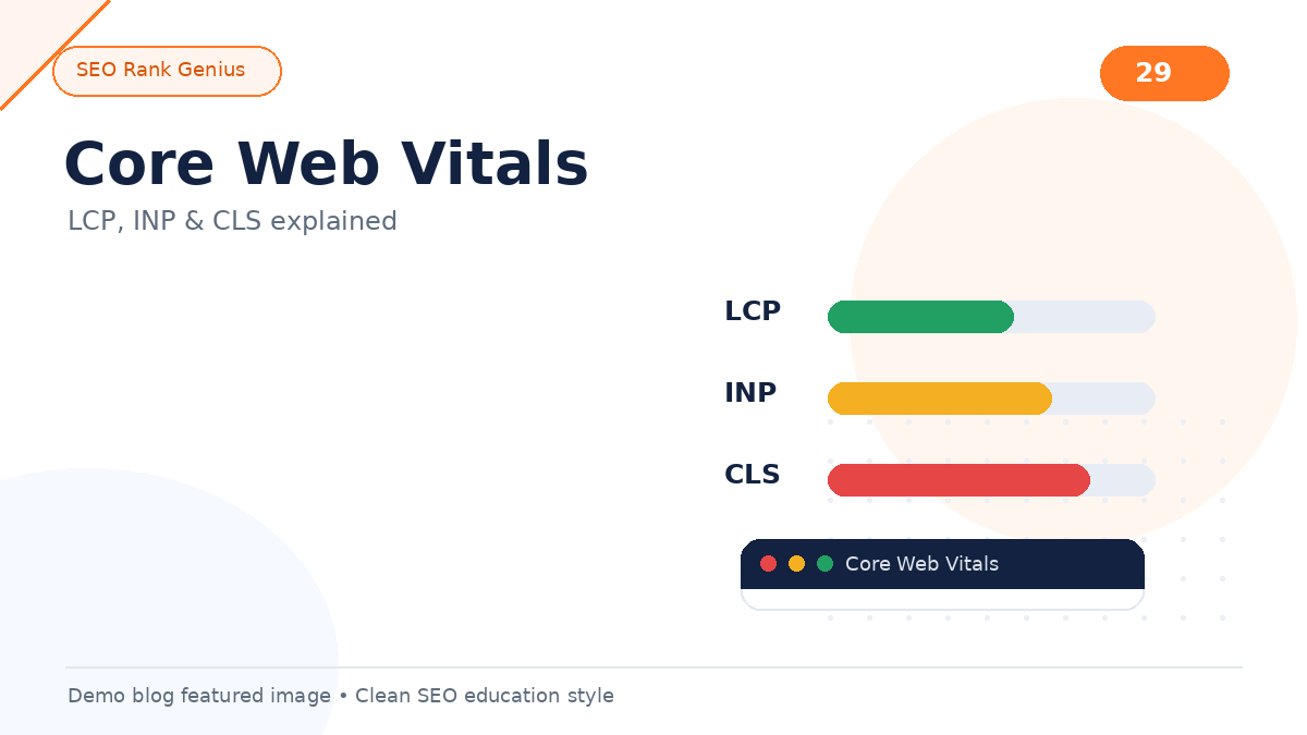 Core Web Vitals metrics LCP INP and CLS performance scores for SEO