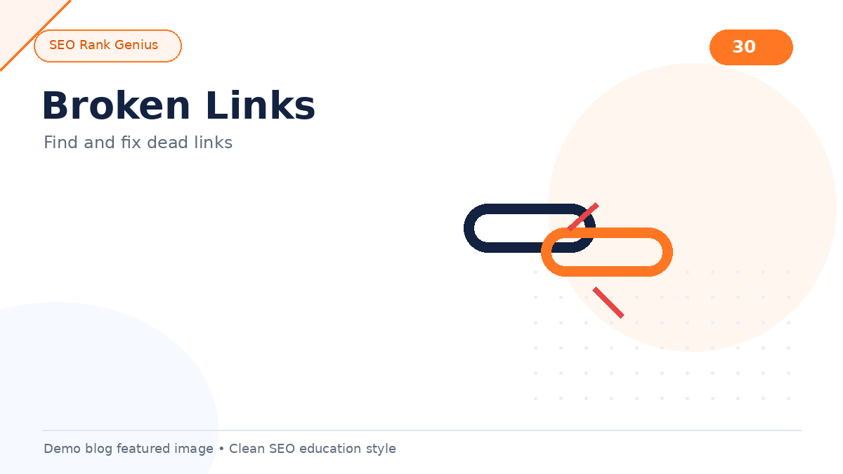 Broken link audit report showing URLs that need redirects or fixes